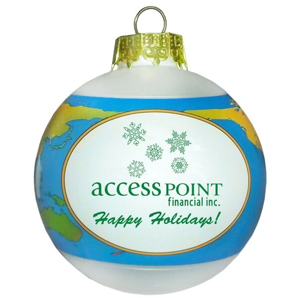 Main Product Image for Personalized Shrink Band Ornament - World Globe - 80mm