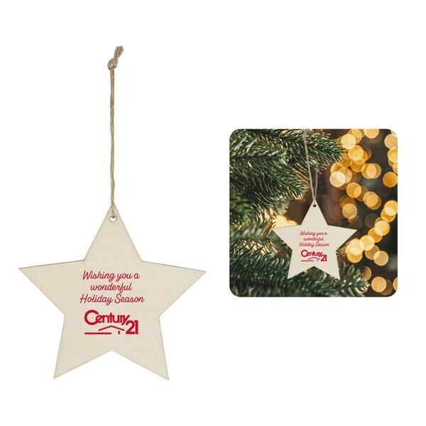Main Product Image for Custom Printed Wood Star Ornament 