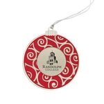 Buy Custom Cast Silver Holiday Ball with Red Color-Fill Ornament