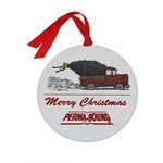 Buy Custom Brass Round Ornament with Full Color Truck and Tree Scene